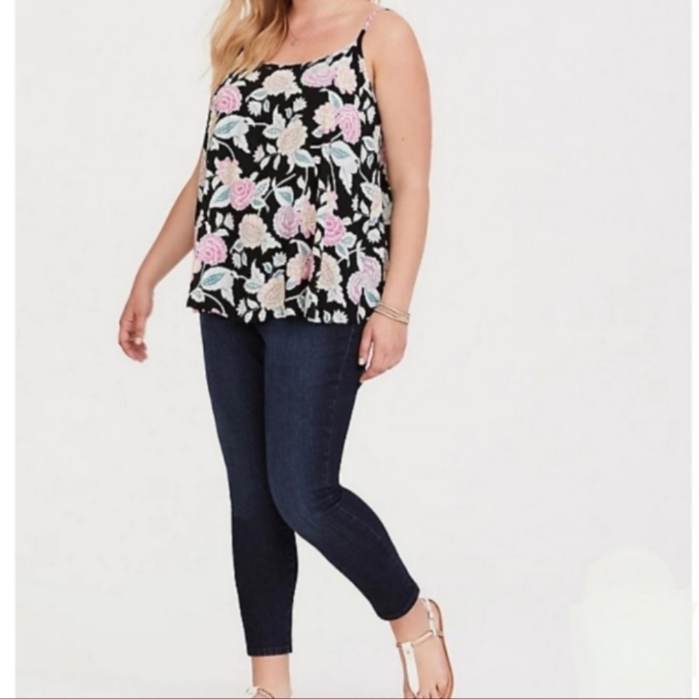 Torrid Floral Lace Up Cami Top